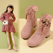 秋冬女童靴子2023儿童马丁靴小女孩公主短靴高跟中大童单靴