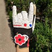 高尔夫手套女双手皮革防滑时尚透气GOLF手套韩款花朵耐磨舒适练习