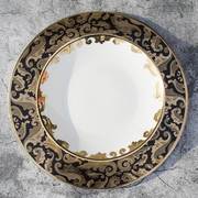 欧式奢华黑金骨瓷西餐盘套装会所样板房高端创意摆台餐具枫叶餐碟