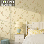 德尔菲诺韩式无缝刺绣，墙布卧室田园墙纸，现代简约客厅背景墙壁布