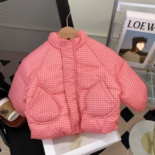 女童冬装棉服2024洋气儿童面包服女宝宝保暖防风棉衣粉色外套