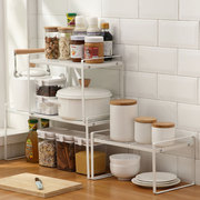 厨房置物架伸缩下水槽橱柜碗碟架，调料架子家用大全厨具用品收纳架