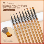 日式美甲工具笔透明杆光疗笔套装彩绘拉线笔新手画花晕染渐变笔刷