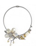 《海边漫步》花朵项链金银拼色原创设计小众优雅