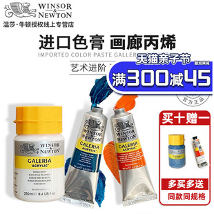 温莎牛顿画廊丙烯颜料管装单支60ML瓶装250ML套装美术学生专用DIY艺术手绘墙绘美甲颜料防水不掉色金色钛白色