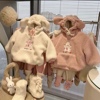 女童卫衣毛绒外套2024秋冬装，儿童加绒保暖可爱风羊羔毛兔兔潮