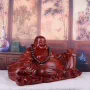 高档红檀木雕弥勒佛像摆件，实木大号布袋，坐笑佛家居饰品红木工