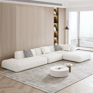 北欧简约现代意式极简轻奢L 型转角客厅办公接待科技布组合沙发