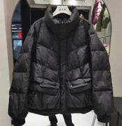 立领羽绒服女2023年冬装韩版休闲时尚设计保暖白鸭绒外套短款