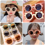 日本儿童太阳眼镜男女童太阳镜宝宝防紫外线防晒墨镜女孩洋气时尚