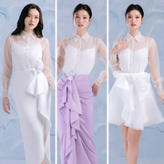越南小众whiteplan2023年夏季气质日常工作荷叶，边套装裙