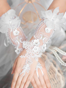 新娘婚纱手套蕾丝长款网纱白色高级感结婚配饰复古礼服遮手臂袖套