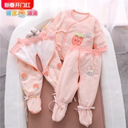 0一3个月2婴儿衣服新生宝宝薄棉包脚连脚分体套装1岁a类棉衣冬装