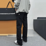 美式高街517版型cleanfit高弹黑色vibe微喇直筒牛仔裤宽松休闲裤