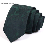 Jacketman领带男韩版墨绿色大花朵复古风格职业正装潮流窄版7cm款