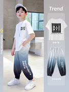 男童夏装套装潮儿童夏季运动防蚊裤短袖，两件套中大童韩版洋气长裤