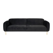 北欧风格三人沙发不锈钢脚丝绒布艺黑色沙发大小户型现代简约沙发