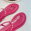 仙女风铆钉夹脚罗马鞋小众设计简约外贸大码沙滩平底沙滩凉鞋