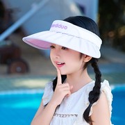 女童防晒帽子2024儿童太阳帽，女款可扎马尾，女孩夏季户外遮阳帽