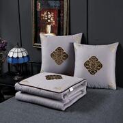新中式古典棉贴布绣花(布，绣花)抱枕，被靠垫被两用靠枕