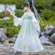 高端女童汉服夏超仙中国风古装儿童雪纺连衣裙珍珠链条公主裙