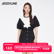 jessyline春季女装杰茜莱时尚，拼接中袖t恤女313201138