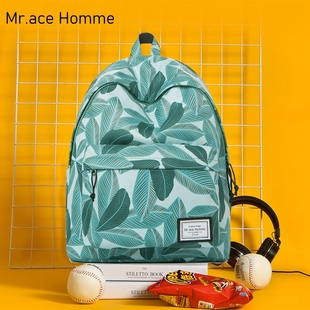 Mr.ace homme女包时尚潮流双肩包学院风书包印花学生电脑背包