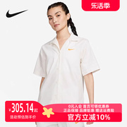 nike耐克女装2023秋季薄款舒适休闲翻领，短袖衬衫外套fj7730