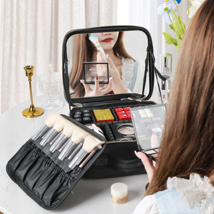 niceland带全屏镜子，化妆包便携女化妆箱，手提大容量化妆品收纳包盒