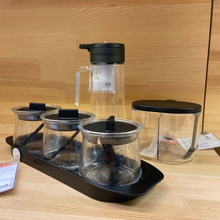 IKEA宜家瑟勒布列达厨房分格调味罐玻璃调味罐3件套油醋瓶油壶
