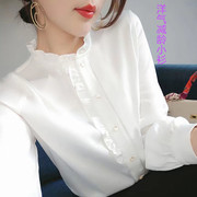 白衬衫设计感女小众上衣时尚洋气减龄小衫2023年春衬衣雪纺衫