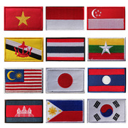 日本韩国朝鲜越南泰国国旗魔术贴章刺绣士气章背包贴战术臂章布贴