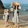 韩系气质亲子装女童波点系带收腰连衣裙，海边母女装夏装