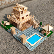 别墅沙盘建筑模型材料包冰棍(包冰棍，)diy手工，制作拼装房子木质屋木棒木棍