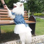 中型犬宠物公主裙牛仔裙，蕾丝纱裙萨摩银狐金毛，拉布拉多春夏秋裙子