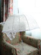 沛欣雨伞夏季爱心小清新白色蕾丝黑色弯柄半自动长柄伞拱形透明伞