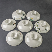草木灰功夫茶具套装单个盖碗盖子陶瓷复古家用茶碗三才碗大号茶盖