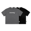 soboring没劲品牌logo字母印花灰色，黑色纯棉圆领宽松版短袖t恤