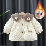 女童冬装棉袄2022女宝宝，加绒加厚棉衣服1-3岁4婴儿童保暖外套