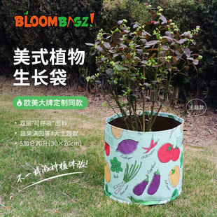 bloombagz美式印花生长袋 大塑料花盆月季盆栽果树加仑种植袋