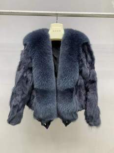 2023冬季进口芬兰狐狸毛皮草(毛，皮草)外套，女士海宁时尚短款真皮毛一体