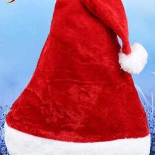 千奇坊圣诞节装饰密丝绒毛绒圣诞老人帽子绒布成人红色圣诞帽