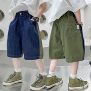 男童时髦夏季牛仔中裤薄款2024中大儿童夏男孩裤子夏款七分裤