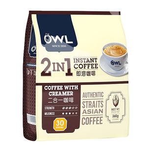 马来西亚进口OWL猫头鹰咖啡二合一 360g30条速溶学生提神防困醒脑