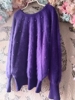2023 紫罗兰珍珠大蝙蝠袖宽松大版型显瘦套头秋冬毛衣兔毛
