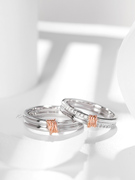 18K金结婚钻石戒指一对双色玫瑰金时尚情侣钻石对戒结婚钻戒定制