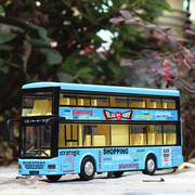 香港双层巴士儿童玩具车公交车，模型合金仿真车模男孩声光回力车