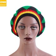 彩虹针织套头帽2023年秋冬欧美流行牙买加雷鬼毛线，帽彩色条纹长款