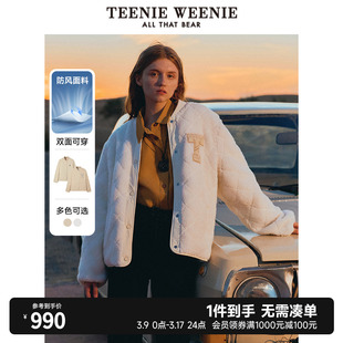 TeenieWeenie小熊秋冬棒球服仿羊羔绒两面穿外套保暖棉服女装