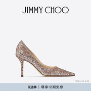 经典款JIMMY CHOO/LOVE 85 女士玫瑰色闪粉浅口高跟鞋婚鞋JC